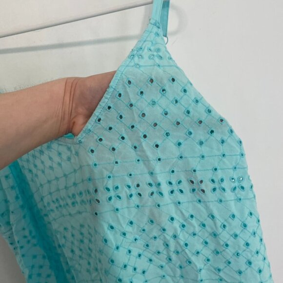 TORRID 2 Plus Size Sophie Eyelet Swing Cami Aqua Blue Sleeveless Tank Blouse 2X - Picture 8 of 16